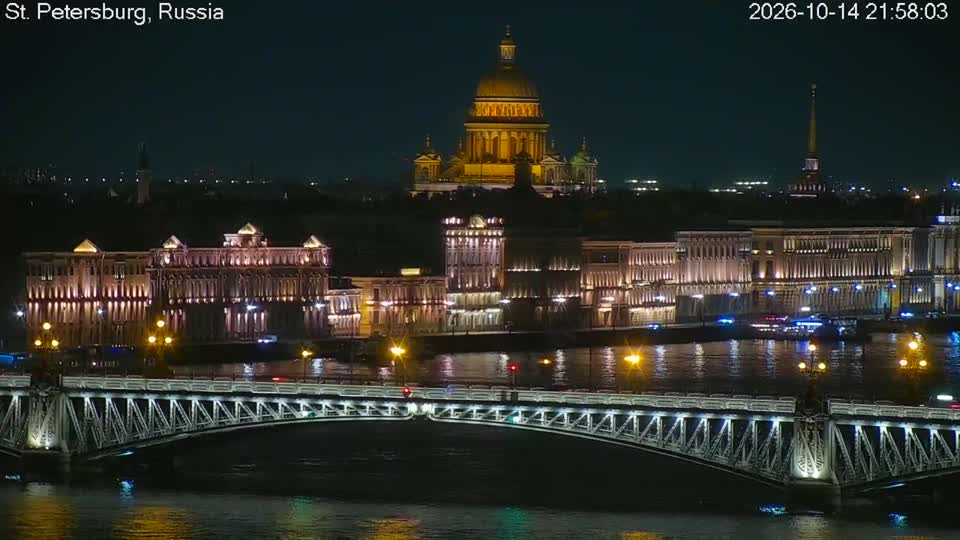 Веб-камера центра Петербурга, Исаакиевский собор ночью